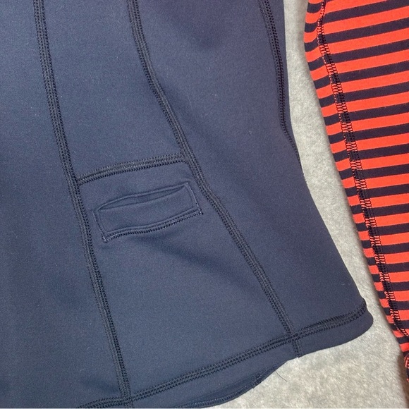Lululemon Run: U-Turn Pullover 1/2 Zip Top-Orange/Navy Blue-Women Size 8 - Picture 10 of 11